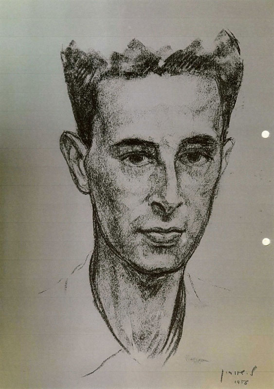 ציור פורטרט של שמעון אשר צויר בשנת 1958 תמונה