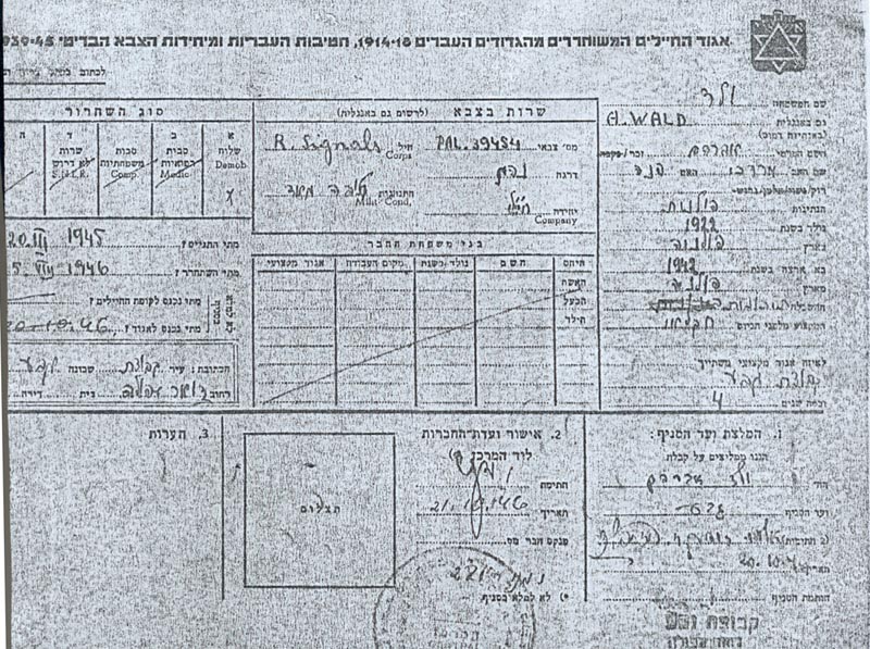 תעודת שחרור מהבריגדה תמונה