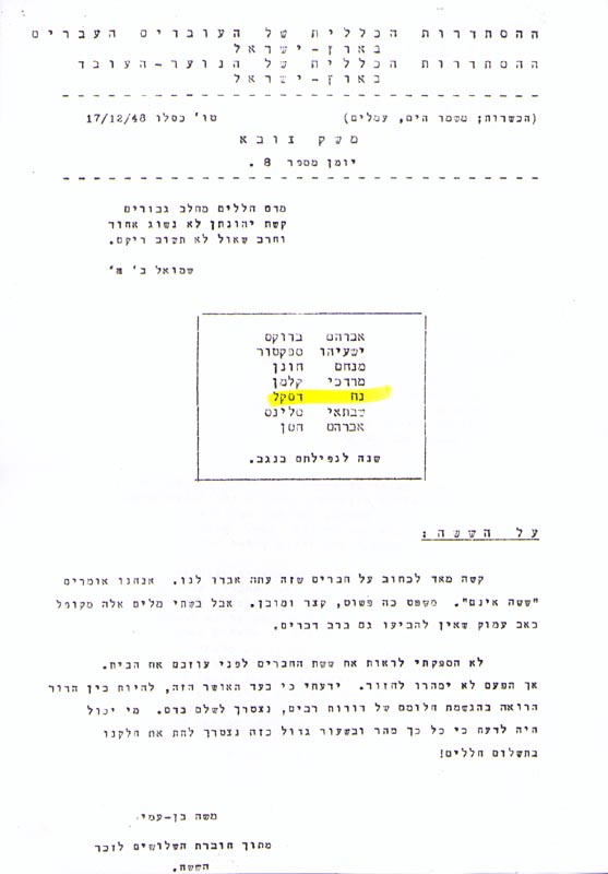 יומן משק צובא, 17.12.1948 תמונה