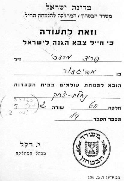 תעודת קבורה תמונה